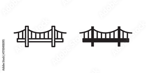 Bridge icon. Vector illustration with stroke and fill on a white background.