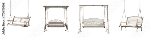 Elegant Metal Garden Swing Collection on White