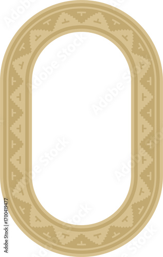 Vector golden oval classic byzantine ornament. Circle, ring, border, Ancient Greece, Eastern Roman Empire frame. Decoration of the Russian Orthodox Church
