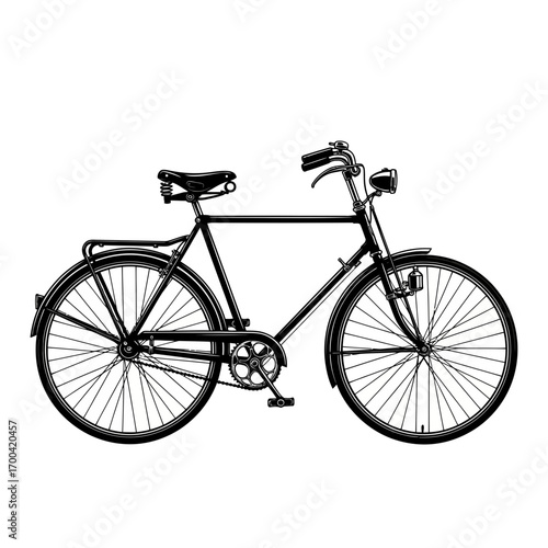 Vintage bicycle silhouette isolated on white background