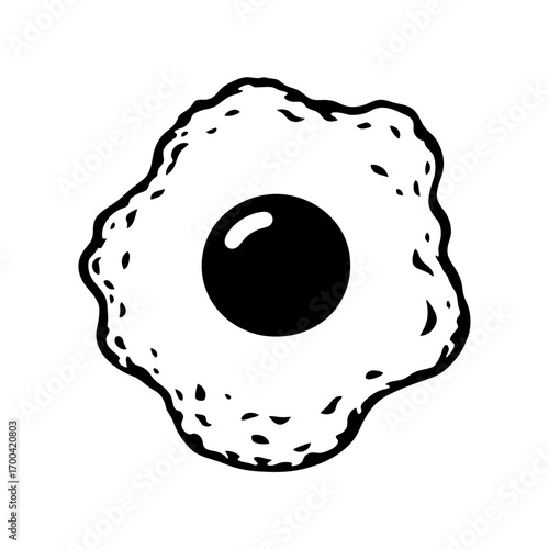 Fried egg silhouette isolated on white background