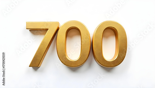 700 made of gold metal isolated on white background