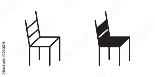 Chair icon. Wooden chair. Vector illustration with stroke and fill on a white background.