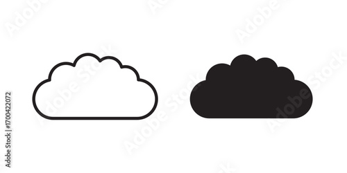 Cloud icon. Storage solution element, databases, networking, software image, cloud and meteorology concept. Vector illustration with stroke and fill on a white background.