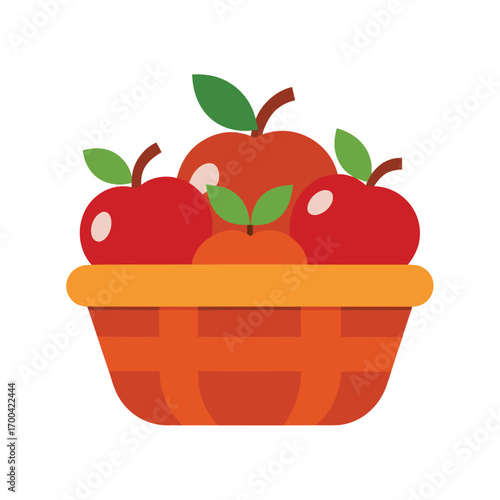 Basket Full of Red Apples Keywords: apples, fruit, basket, food, harvest, autumn, red, green