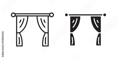 Curtains icon. logo template for many purpose. Vector illustration with stroke and fill on a white background.