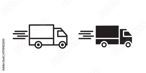 Delivery van icon. for transportation apps and websites. Vector illustration with stroke and fill on a white background.