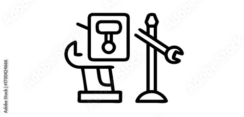 Fire hydrant and emergency tools icon outline

