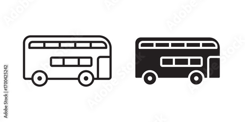 Double-decker bus icon. Vector illustration with stroke and fill on a white background.