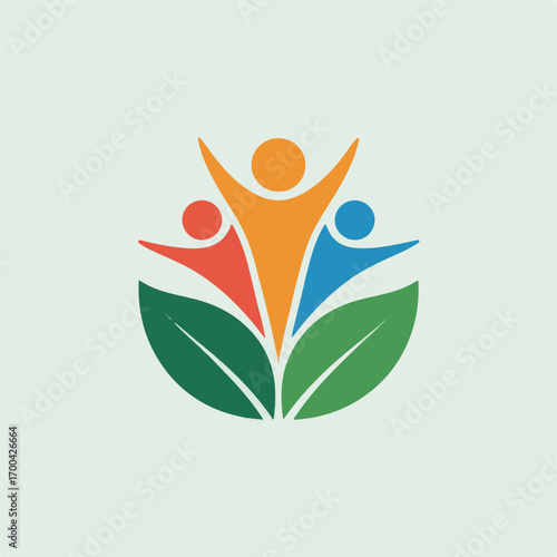 Group of People with Leaves for Social and Environmental Health