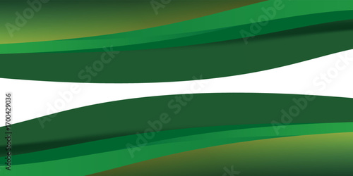 Abstract White and Green wave wide background banner. Vector Illustration