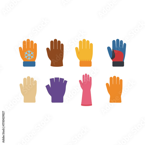 Variety of colorful gloves for winter and fashion design