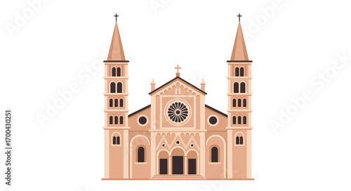 Basilica di San Zeno Maggiore in Verona Italy vector illustration.