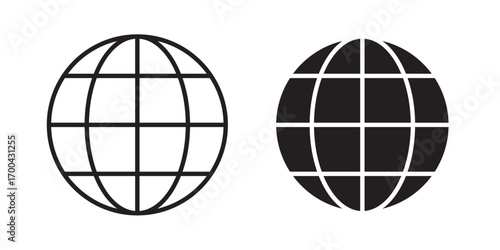 Globe icon. Go to web symbol icon, www symbol, Web icon, website, homepage icon set, earth clip art, globe symbol . Vector illustration with stroke and fill on a white background.