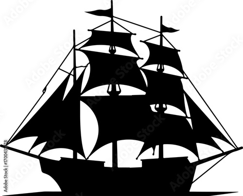 Silhouette of a Classic Sailing Ship"