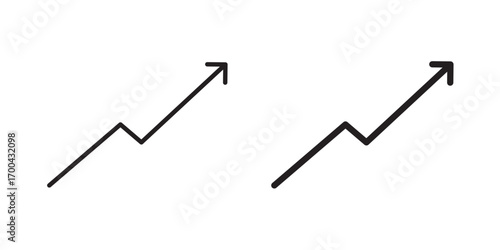 Growth arrow icon .graphic icon with rising arrow. Vector illustration with stroke and fill on a white background.