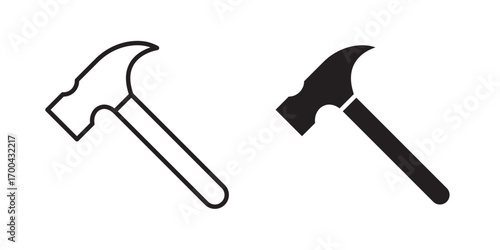 Hammer icon. repair icon .Vector illustration with stroke and fill on a white background.