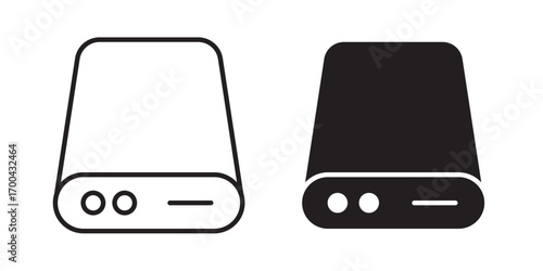 Hard drive icon. Vector illustration with stroke and fill on a white background.