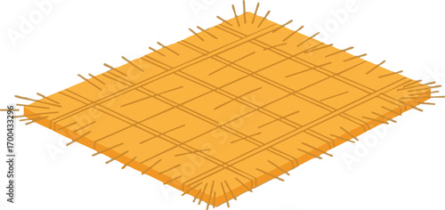 Illustration Vector Mat with Isometric Woven Design in Yellow Orange Palette