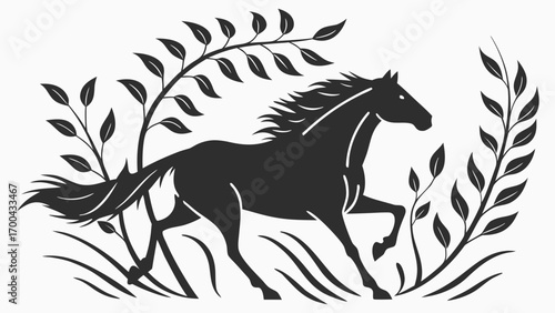 A horse silhouette in mid-gallop