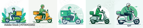 vector of an online motorcycle taxi going to work