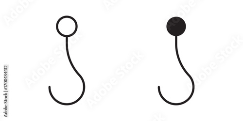 Hook icon. Flat design style. Vector illustration with stroke and fill on a white background.