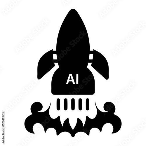 Ai powered rocket launch vector illustration for technology and innovation concepts design idea