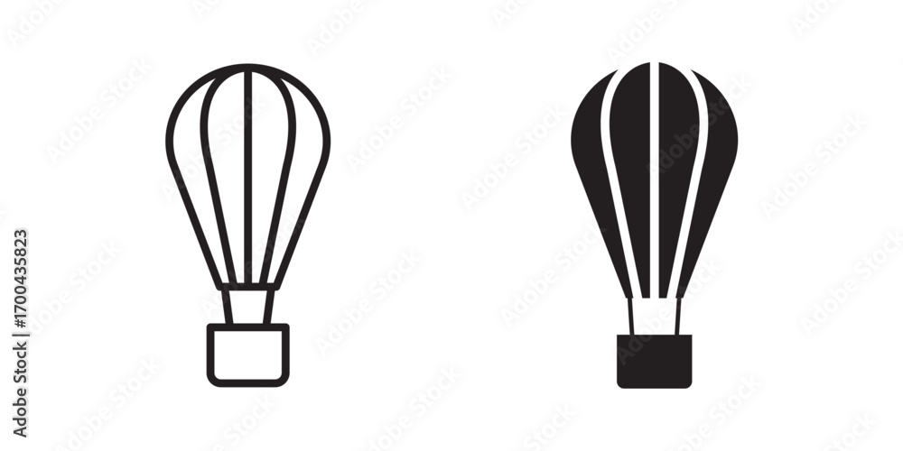 Naklejka premium Hot air balloon icon. Vector illustration with stroke and fill on a white&nbsp;background.