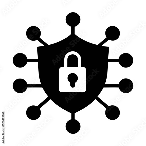 Secure network protection cybersecurity shield padlock data privacy safety system technology icon