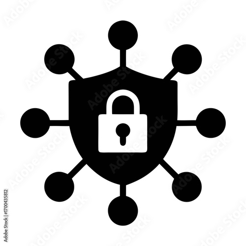 Security network icon for cyber security data protection and secure connection technology system