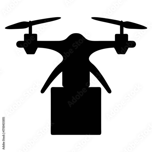 Drone delivery service silhouette vector illustration for aerial transport and logistics needs today