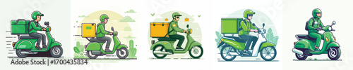 vector of an online motorcycle taxi going to work