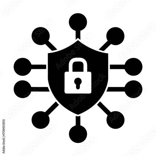 Network security icon cybersecurity protection data privacy shield padlock connection system