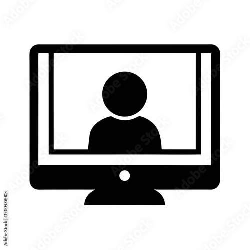 Online meeting video conference call on computer screen virtual communication concept icon vector