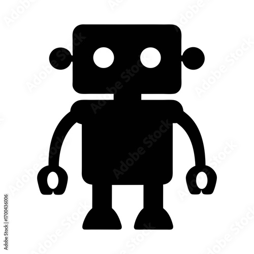 Robot icon vector illustration, simple cute robot drawing, ai robot, robotics and automation concept