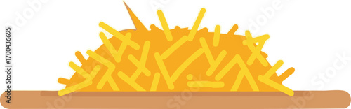 Hay Pile Vector Illustration Simple Farm Straw Image in Yellow and Brown Colors