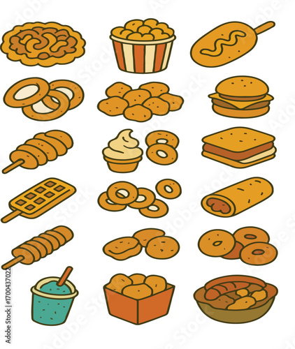 fast food icons set