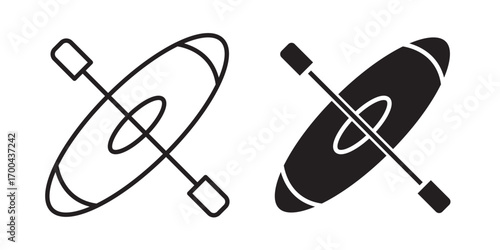 Kayak icon. Vector illustration with stroke and fill on a white background.