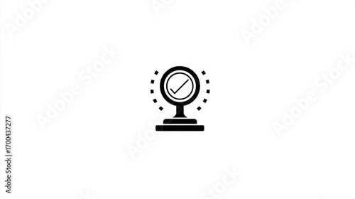 Gauge with Checkmark Icon for Measurement, Verification and Quality Themes