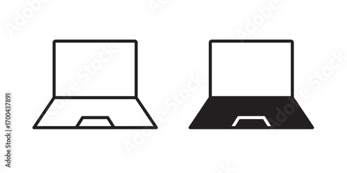 Laptop icon. notebook computer.  for apps and websites. Vector illustration with stroke and fill on a white background.