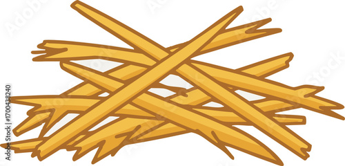 Illustration Pile of Wood Sticks Vector Organic Elements and Cartoon Style