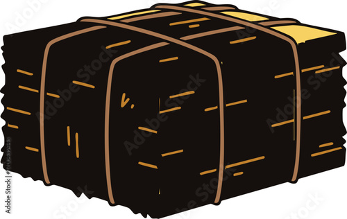 Illustration Vector of Hay Bale with String Geometric Shapes in Brown Black and Yellow Colors