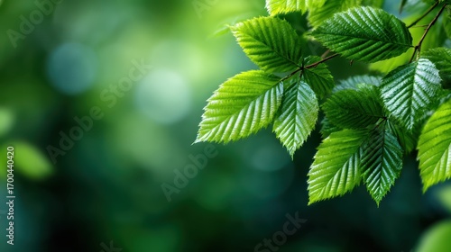 A close-up view of lush green leaves glistening with droplets of water, set against a softly blurred background, creating a vibrant nature scene.