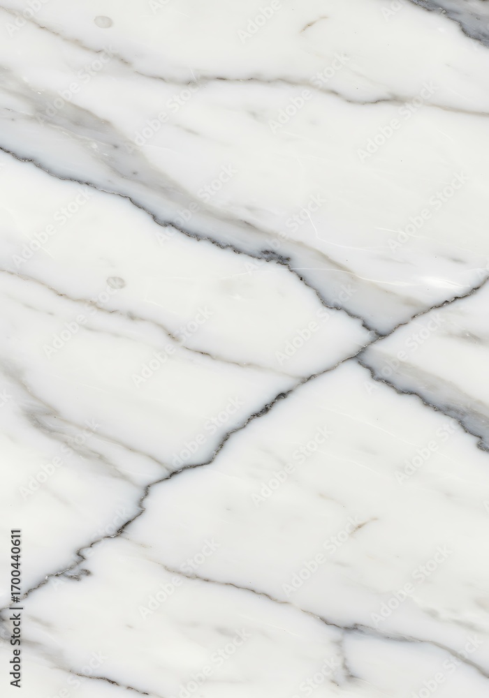 Obraz premium A close-up view of a white marble surface with striking grey veining, showcasing natural patterns and textures.