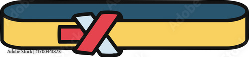 Illustration Vector Design with Rounded Rectangle Blue Yellow Banner and Red Cross Element