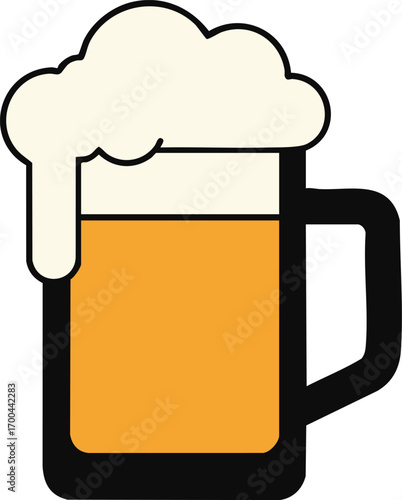 Beer Vector Illustration for Bar and Brewery Branding Minimalist Beer Mug Design with Foam Head in Yellow