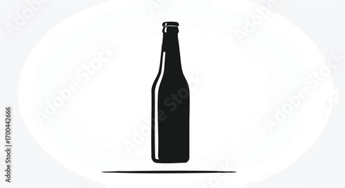 Bottle Vector Illustration Minimalist Style Alcohol Beverage Design Black and White Drink Graphic Clean Vector Design