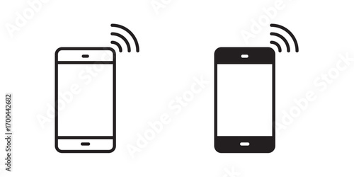 Mobile phone icon. Cell phone. Ringing phone icons. Hotline icons. Smartphone icon. Vector illustration with stroke and fill on a white background.