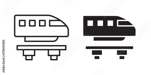 Monorail icon. vehicle icon. Vector illustration with stroke and fill on a white background.