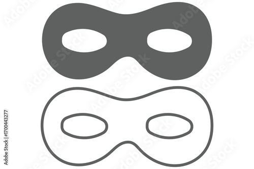 Silhouette superhero mask vector icon set. Silhouette superhero mask vector icon set. Minimalist black mask icon for disguise and secrecy themes. Mask superhero. Carnival mask icon. Vector